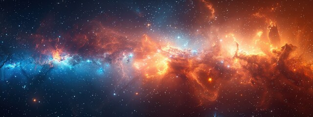 Fototapeta premium Include a variety of star types, from vibrant blue giants to cool red dwarfs, scattered throughout the galactic disk.