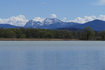 Panorama of lake Chiemsee in Bavaria, Germany