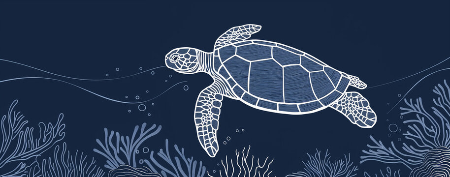 recommend clip art: Sea turtle. Hand drawn illustration converted to vector. Vector with animal underwater.