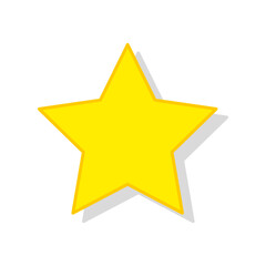 Yellow star icon. Simple star shape with shadow. Vector illustration.