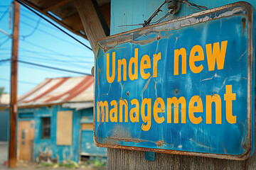 Under new management text sign