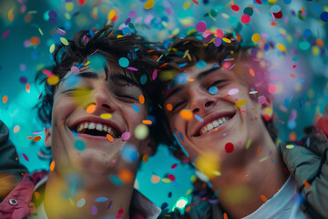 Fototapeta premium Happy family celebrating at summer party outdoor generative ai