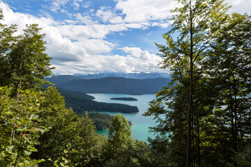 View to Walchensee lake, Bavaria, Germany in summertime