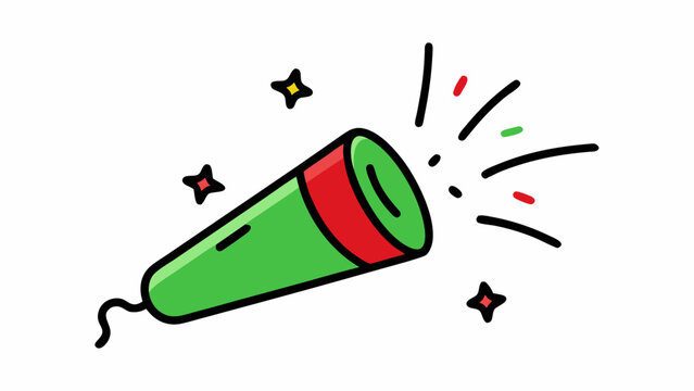 green party popper with red and stars