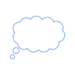 Thought bubble icon. Simple cloud shape. Bright blue vector. Bubble symbol design.