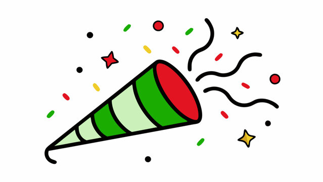 recommend clip art: Christmas Party Popper Line Art