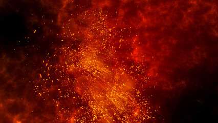 bright sparkling sparks and smoke from the fire

