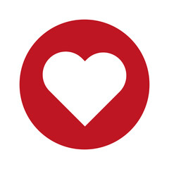 Heart icon. Red and white design. Love symbol. Flat vector illustration.