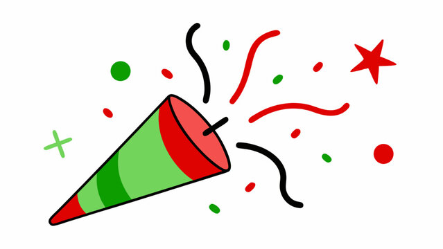 green red party popper exploding confetti