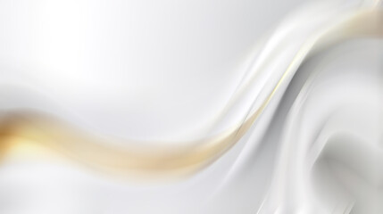 Abstract white and gold background with smooth flowing lines.