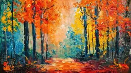 Colorful autumn forest view