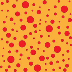 Red chaotic circle on orange seamless pattern