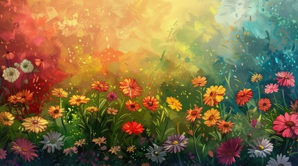 Colorful background in a flower garden