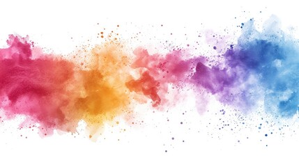 Colorful powder splatter abstract on white backdrop
