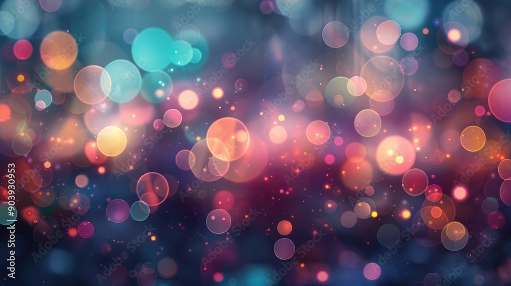 Poster colorful soft bokeh night lighting with multicolored circles and light spots
