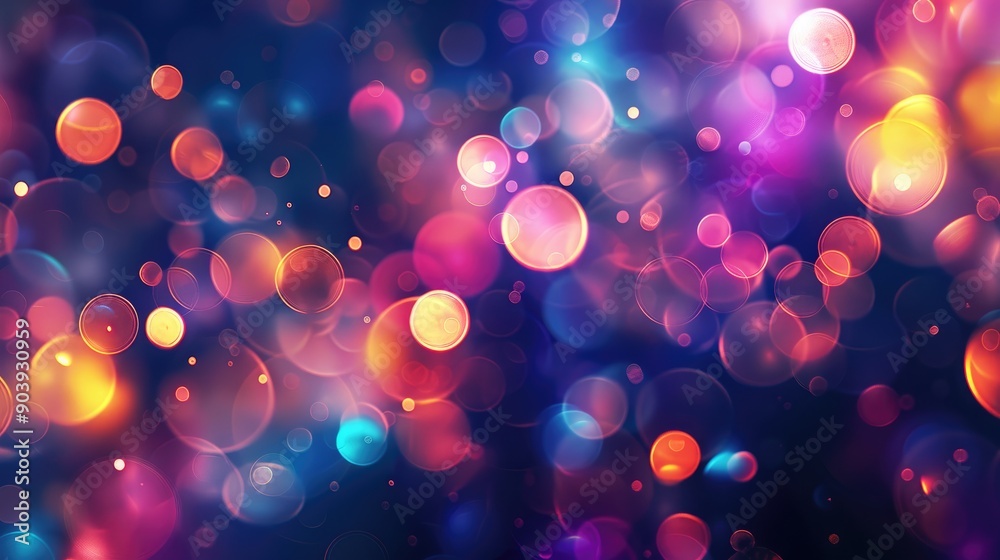 Poster colorful soft bokeh night lighting with multicolored circles and light spots