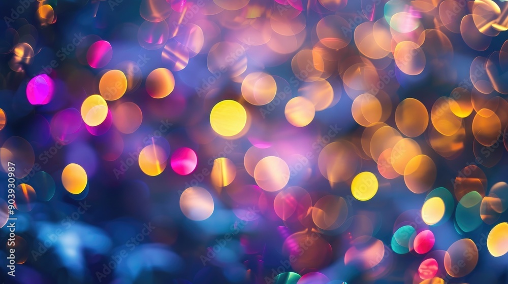 Poster colorful soft bokeh night lighting with multicolored circles and light spots
