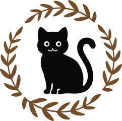 cat icon, vector art illustration.