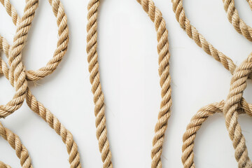 Artistic Top View of Ropes on a Minimalist White Background  