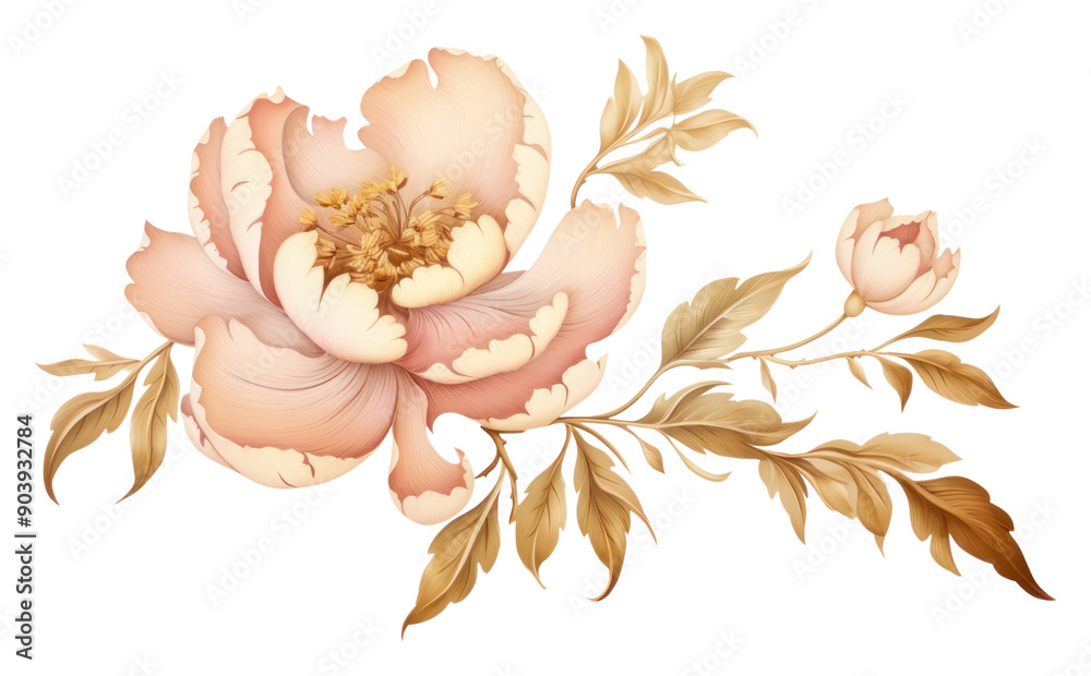 Sticker png chinese peony pattern flower plant.