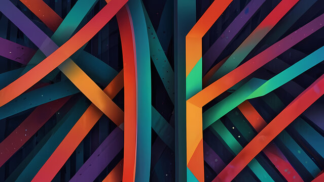 Abstract background of parallel lines in varying thicknesses and colors, forming a geometric pattern.