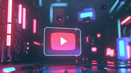 Experience the bright and innovative world of digital neon lights against a futuristic backdrop, perfect for media presentations, tech integrations, and contemporary advertising