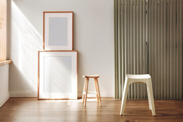 Two Interior Frame With Minimal Stool