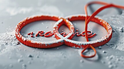 A high-resolution photograph showcasing the word respect written in cursive script, centered within a bright red Olympic ring. The red ring stands out against a soft, neutral background to emphasize