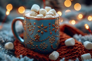 Cup of hot chocolate with marshmallows on it