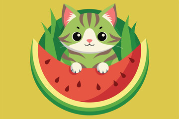 The cat in the watermelon H.eps