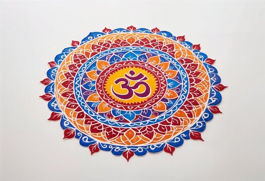 a colorful mandala with an om symbol on it