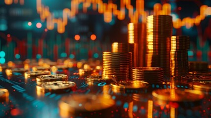 Gilded Wealth Futuristic Stock Market Trends on Digital Interface