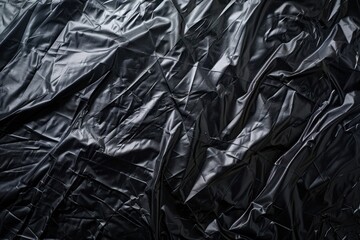 Wrinkled plastic wrap texture on a black background