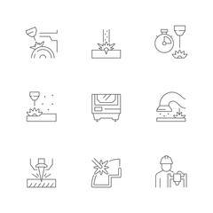 Set line icons of laser