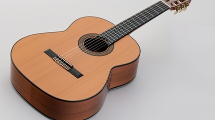 Fototapeta premium Classic Acoustic Guitar Resting on a Light Background for Display