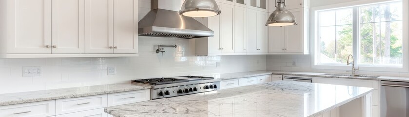 Bright and modern kitchen featuring elegant cabinetry, a spacious island, and stainless steel appliances, perfect for cooking and entertaining.