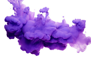 Fototapeta premium A vibrant swirl of purple ink dissipating in clear water isolated on transparent background, PNG file.