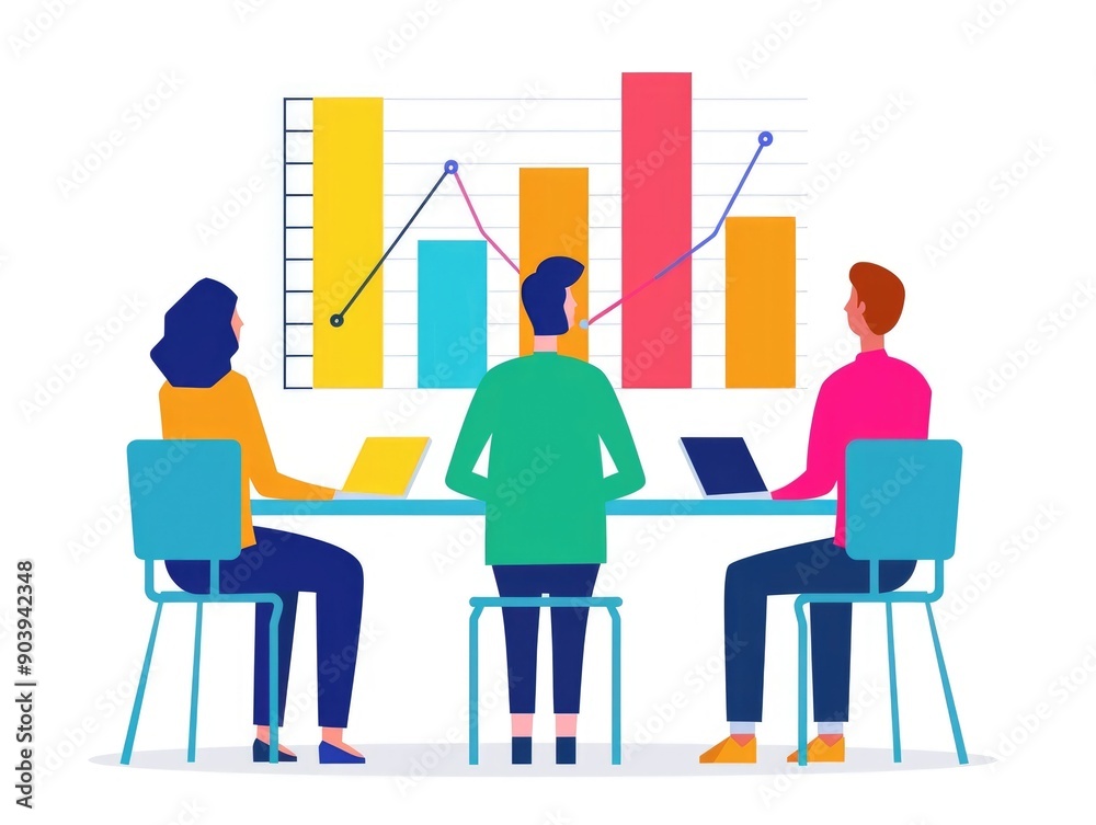 Poster of a team of business professionals collaborating on seo strategy and data analysis during a meeting