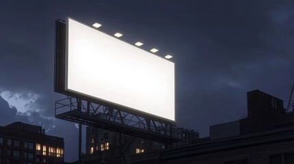 Advertising and marketing billboard at night.
