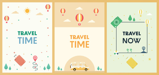 Travel poster collection. Vector illustration.