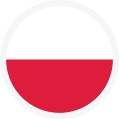 Flag of Poland. Circle flat icon on transparent background. Icon for mobile apps, UI and web design. EPS10