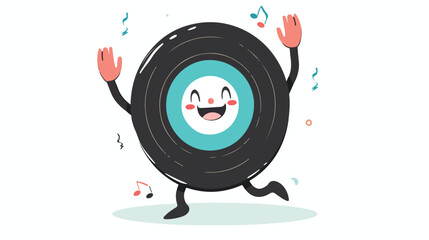 Retro Vinyl Record Humanized Cute Character Illustration