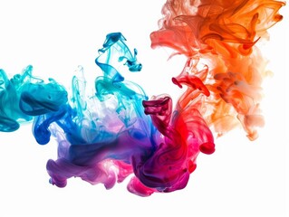 Abstract colorful ink swirling in water, creating a vibrant and dynamic composition.