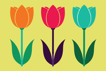 Tulip set clean color silhouette vector K.eps
