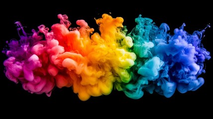 The vibrant smoke and colorful whirlwind convey this captivating fusion of colors and underwater ink. Abstract liquid acrylic art in purple and orange is generated by AI.