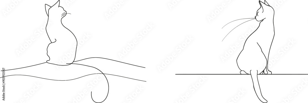 Leinwandbilder cat in continuous line. active strokes with one line.