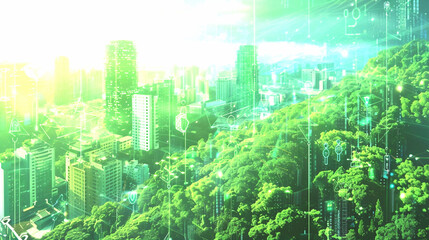 AI technology analyzing environmental data to develop comprehensive solutions for climate change and global sustainability