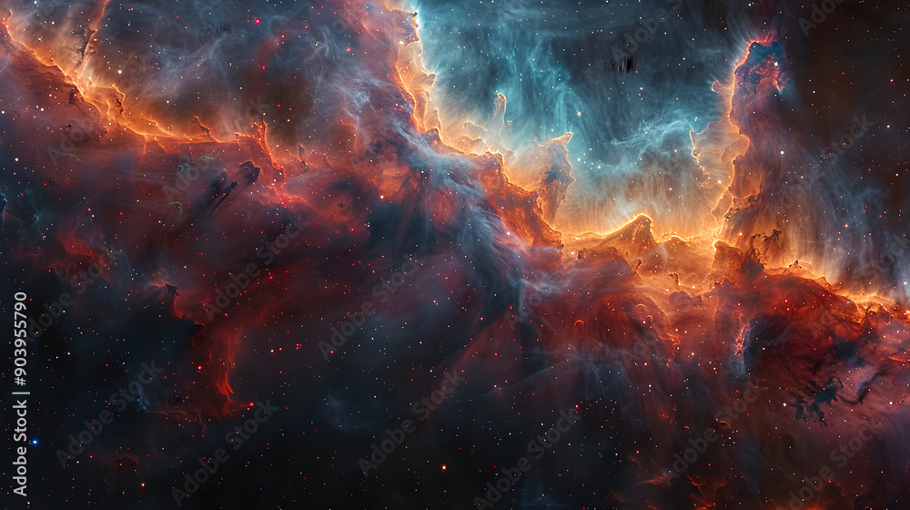 Wall mural abstract representation of a nebula with a mix of bold and soft colors, including bright pinks and d