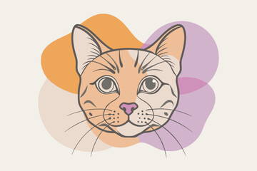 A logo of a Cat with only the eyes and whiskers color blobs vector illustration