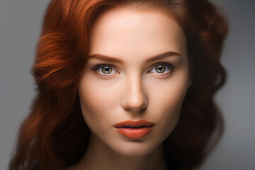 Gorgeous woman portrait, redhead girl looking at camera. People, lifestyle, beauty concept	